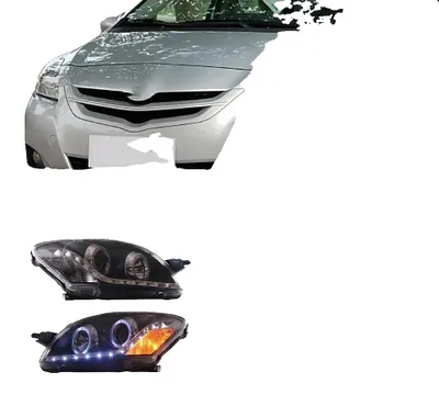 Produktbild von Scheinwerferanbau, kompatibel mit Toyota Vios, Projektorlinse Design, langlebige Konstruktion, Scheinwerfer ein Set