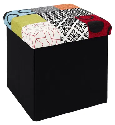 Image de Pouf pliable coffre de rangement Patchwork