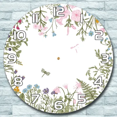 Produktbild von Wanduhr aus Glas Rund fi 30 Blumen Farbenfroh Quarz Deko Schlafzimmer Büro