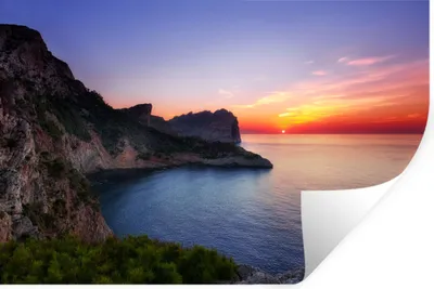 Produktbild von MuchoWow® Wandtattoo Wandsticker Wandaufkleber Meer - Felsen - Berge - Natur 120x80 cm Selbstklebend und Repositionierbar - Selbstklebend - Fototapeten