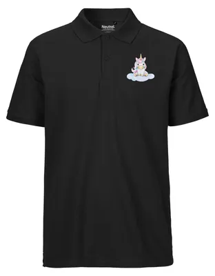 Produktbild von Huuraa Herren Polo Shirt Einhorn Fabelwesen XL Black Bio Baumwolle Fairtrade Poloshirt Geschenkidee