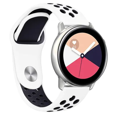 Produktbild von FFO2World 22-mm Silikon-Sportarmband – Für Samsung Galaxy Watch 3/46 mm, Gear S3, Polar Vantage, Garmin Vivoactive 4, Huawei GT 5/6 – Weiß/Schwarz