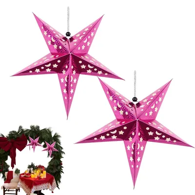 Zdjęcie produktu dla Dwie dekoracyjne gwiazdy do zawieszenia - ozdoba 3D (45 cm)