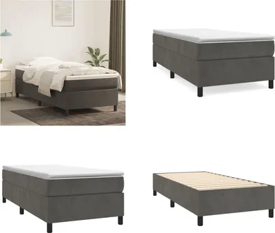 Obrázok produktu pre vidaXL Boxspring posteľ s matracom tmavosivá 90x200 cm zamat - Boxspring posteľ - Boxspringbetten - Bett - Schlafzimmermöbel