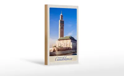 Produktbild von Holzschild Reise 12x18 cm Casablanca Marokko Architektur Afrika