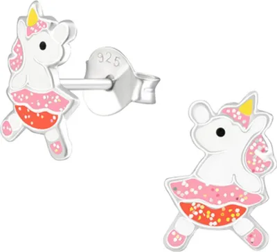 Produktbild von Kinder-Ohrstecker: 925 Silber Ohrringe „Glitzer Einhorn“