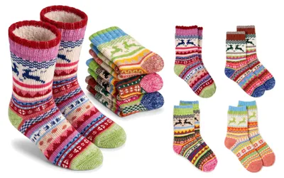 Produktbild von Black Snake 4 Paar Thermosocken Kinder mit Wolle, Norweger mit Rentieren - 23/26, KI-generiertes Bild