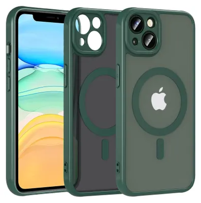 Immagine prodotto di Custodia magnetica per iPhone 11 cover Magsafe cover protettiva Telaio in TPU antiurto forte anello magnetico, verde