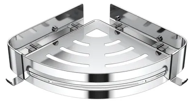 Productafbeelding van Doucheplank zonder boren, gemaakt van roestvrij staal 304, met 2 haken, zilverkleurig, afmetingen 28x21x4.5 cm