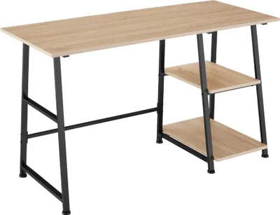 Produktbild von Tectake Schreibtisch Paisley, Industrial Style, 120x50x73,5 cm, Eiche Sonoma / Hell, Spanplatte & pulverbeschichteter Stahl, variables Seitenregal (2 Fächer), höhenverstellbare Füße, 40 kg Belastbarkeit, 13,1 kg