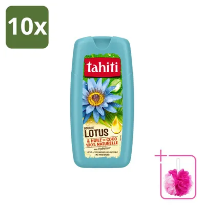 Obrázek produktu pro 10 kusů sprchového gelu Tahiti s vůní lotosu a kokosového oleje, hydratační, 250 ml - výhodná sada