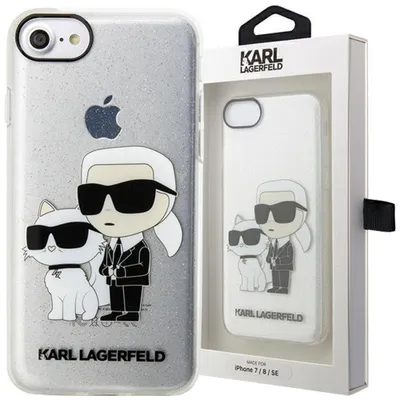 Produktbild von Etui Karl Lagerfeld Klhci8Hnkctgt Na Iphone 7/8/ Se 2020 / Se 2022 - Przezroczyste Hardcase Gliter Karl&Choupette