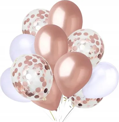 Image de Set de ballons blanc or rose confetti 30pcs