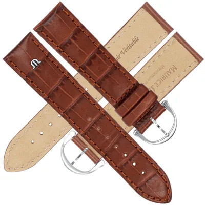 Produktbild von Maurice Lacroix Ersatzband Herren 20 mm Kroko-Optik braun Schließe silberfarben