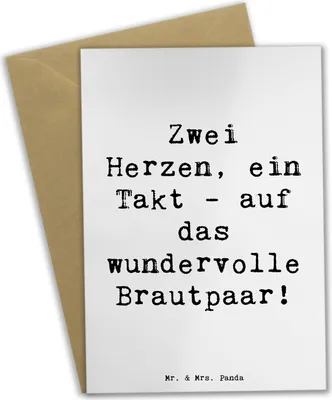 Produktbild von Mr. & Mrs. Panda Grußkarte Spruch Brautpaar Herzen - Weiß - Geschenk, Harmonie, verliebt, Klappkarte, Hochzeit, Einladungskarte, Hochzeitsgeschenke, Liebe, Hochzeitstag
