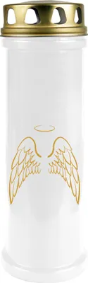 Image de Bougie funéraire Blanc 100h ( couvercle et impression or ) - Ailes d'ange