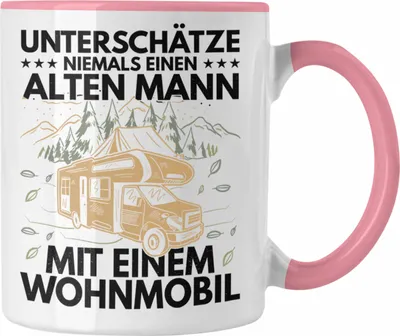 Produktbild von Trendation - Unterschätze Niemals Einen Alten Mannin Einem Wohnmobil Tasse Geschenk Camper Wohnmobilfahrer Geschenkidee Lustig (Rosa)
