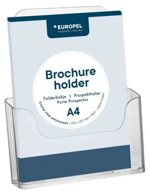 Productafbeelding van EUROPEL 350074: Tafeldisplayhouder, A4 formaat, 1 vak, helder glas