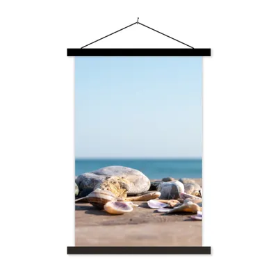 Produktbild von MuchoWow® Textilposter Muscheln - Strand - Meer - Sommer - Sonne 40x60 cm mit schwarzem Rahmen - Wanddekorationen