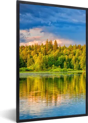 Produktbild von MuchoWow® Gerahmtes Poster Wasser - Natur - Wald 60x90 cm - Poster mit Schwarzem Bilderrahmen Wandposter Rahmen Foto Bilder - Kunst
