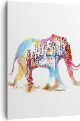 Produktbild von Bild auf Leinwand - Leinwandbild - Einteilig - Elefant Indien ethnisch Kultur - 70x100cm - Wand Bild - Wandbilder - Leinwanddruck - Wanddekoration - Leinwand bilder - Wandbild - PA70x100-3037