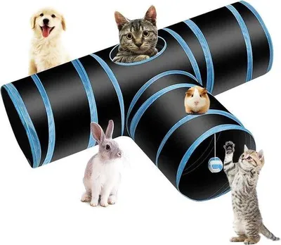 Immagine prodotto di Giocattolo per gatti a forma di tunnel a 3 vie in plastica.