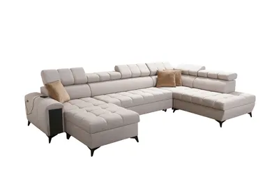 Produktbild von Großes Sofa Wohnlandschaft Ecksofa in U-Form Ecksofa GREKO VI Grün Stoff AVRA 12 Ottomane Links IM SOFA