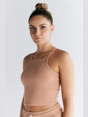 Produktbild von Damen Crop-Top aus 95% Baumwolle und 5% Elasthan mit integriertem Bustier