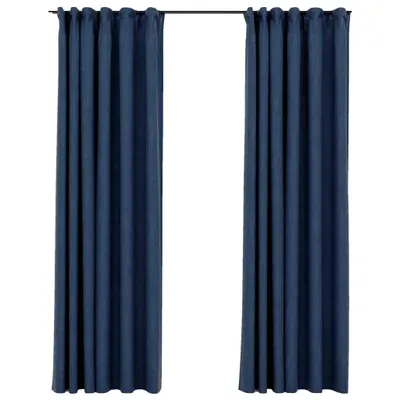 Produktbild von vidaXL Verdunkelungsvorhänge Haken Leinenoptik 2 Stk. Blau 140x245cm