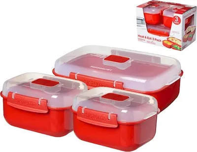 Produktbild von Sistema Plastics Sistema Heat & Eat 3 Pack - Set - Rot - Polypropylen (PP) - Transparent - Neuseeland - 141 mm