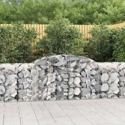 Produktbild von The Living Store Gabionen mit Hochbogen 7 Stk. 300x50x80/100 cm Verzinktes Eisen