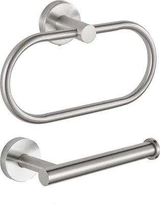 Immagine prodotto di Accessori per il bagno - Set da 2 pezzi - Portarotolo in acciaio traforato - Da parete - Finitura nichelata - 2 pezzi