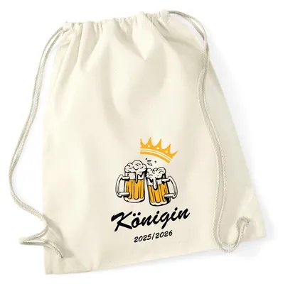 Produktbild von Huuraa Turnbeutel Königin 2025/26 Schützenfest 12 Liter Natural Baumwolle Rucksack Geschenkidee