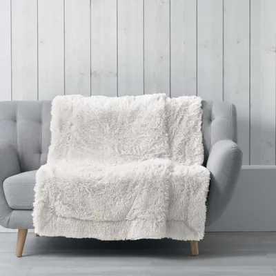 Produktbild von XXL Kuscheldecke Felloptik 180x220 Plüsch Tagesdecke Kunstfell Decke Felldecke