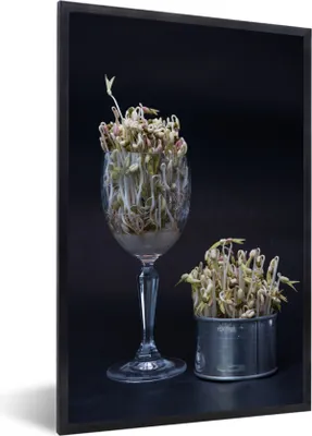 Produktbild von MuchoWow® MuchoWow® Gerahmtes Poster Bohnensprossen in einem Krug und einem Glas 40x60 cm - Poster mit zchwarzem Bilderrahmen - Papierdruck - Wandbilder