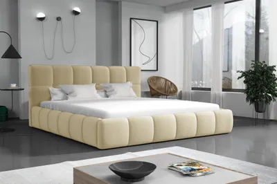 Produktbild von Polsterbett Doppelbett GIOTTO 160x200cm Stoff Monolith Creme