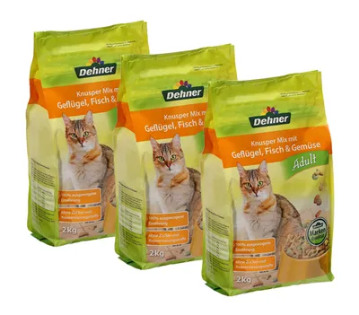 Produktbild von Dehner Lieblinge Katzenfutter, Trockenfutter zuckerfrei, für ausgewachsene Katzen, Geflügel, 3 x 2 kg (6 kg)