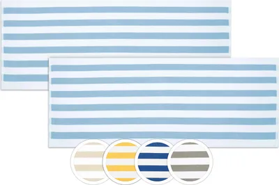 Produktbild von 2er Set Strandtücher, strapazierfähige und saugstarke Badetücher in 70x180 cm, 100% Baumwolle, hellblau