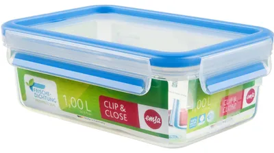 Produktbild von CLIP & CLOSE Frischhaltedose (transparent/blau, 1,0 Liter, Klassikformat)