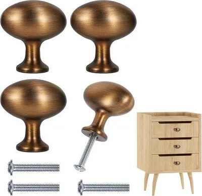 Produktbild von Vintage Möbelgriffe - Knöpfe für Schränke - 4 Stück - Gold