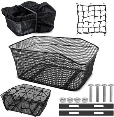 Produktbild von Famanu Fahrradkorb für Gepäckträger - 40 x 30 x 17 cm, Metall mit Befestigungszubehör