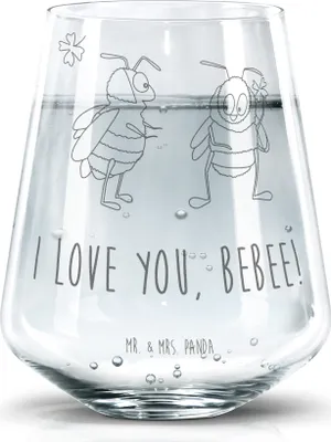 Produktbild von Mr. & Mrs. Panda Saftglas Bienen Paar - Transparent - Geschenk, Wasserbecher, für Frauen, Glas, Glasbecher, Schildkröten, Valentinstag, getränkebecher, Tumbler, Freundin