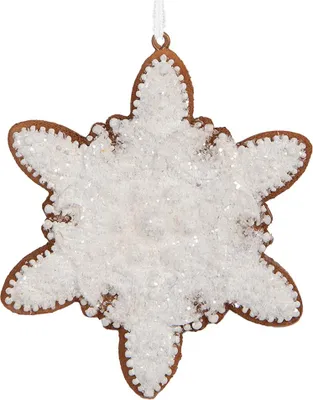 Produktbild von Clayre & Eef Weihnachtsanhänger Schneeflocke 9x1x10 cm Weiß Kunststoff