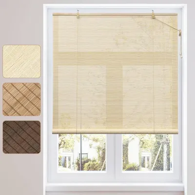 Produktbild von Bambusrollo Sonnenschutz und Sichtschutz seitliche Steuerung | Natur | 60x220 cm