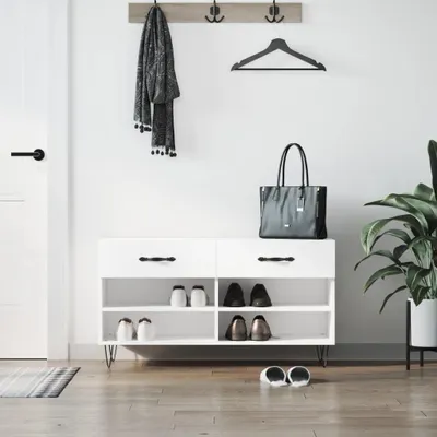 Zdjęcie produktu dla Ławka Z Miejscem Na Buty, Biała, 102X35X55 Cm Lumarko!