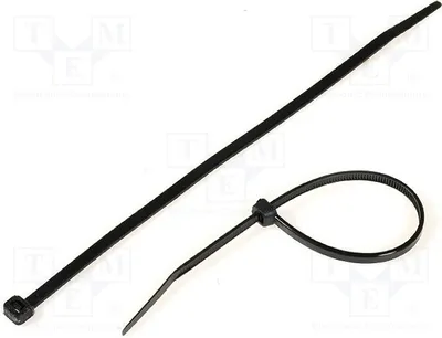 Zdjęcie produktu dla 100 sztuk, czarne opaski zaciskowe CV-200W, długość: 203 mm, wytrzymałość: 215,5 N, szerokość: 4,6 mm