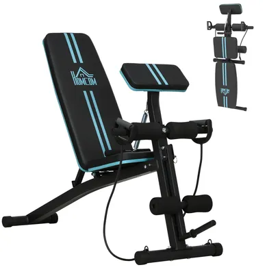 Produktbild von Hantelbank, Klappbar Trainingsbank mit 7-fach verstellbarer Rückenlehne, Fitnessbank bis 120 kg belastbar, Blau
