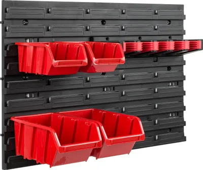 Obrázok produktu pre Nástenná polica 58 x 39 cm Držiak na náradie Držiak na vybavenie Stohovacie boxy Plastová červená