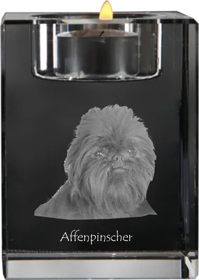Produktbild von Affenpinscher - Kerzenhalter mit Hundefoto, Teelichthalter aus Kristall, personalisiertes Geschenk der Marke Art-Dog