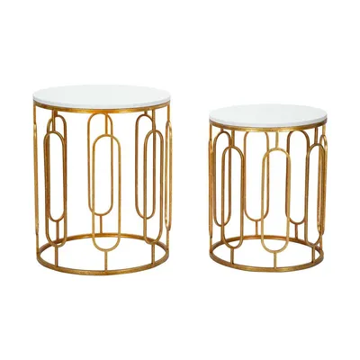 Produktbild von FURNLUX Couchtisch Tory Gold 46cm (2tlg.) / Hauptfarbe: Gold / Abmessungen: 46 x 55 x 46 cm